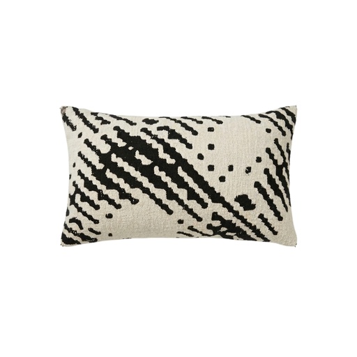[CASACOU30X502402] Coussin Mireille en coton motif géométrique blanc et noir 30x50