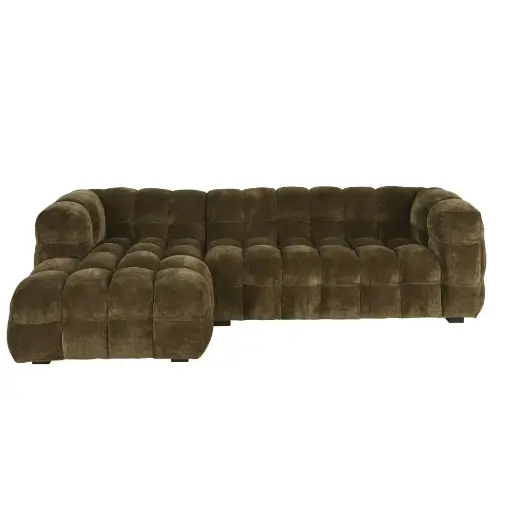 [CN624979] Canapé Lilo nuage d'angle gauche 4/5 places effet velours vert kaki