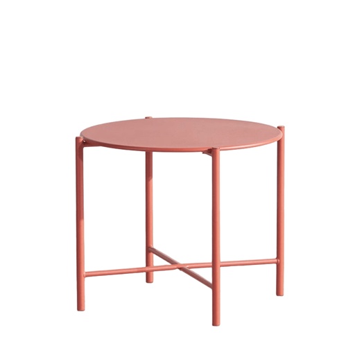 [CN025130] Table basse de jardin Calum ronde en acier terracotta, D54 cm