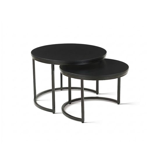 [KEN301024M] Table basse gigogne Oracle ronde noir et métal