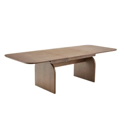 [KEN301047] Table à manger extensible Bria avec coins arrondis en fibre de bois noyer