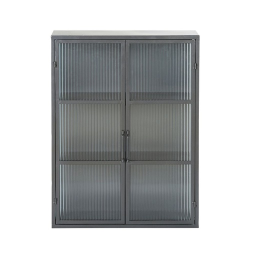 [CN120167] Etagère Carter 2 portes en métal noir et verre armé