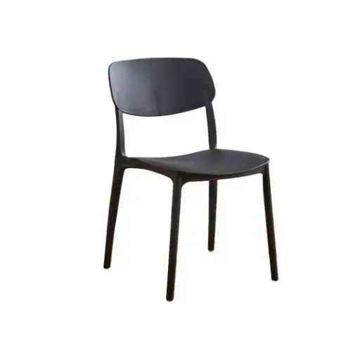 [KEN102043B] Chaise de jardin Luana empilable en polypropylène noir 