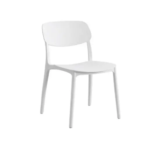 [KEN102043W] Chaise de jardin Luana empilable en polypropylène blanc 