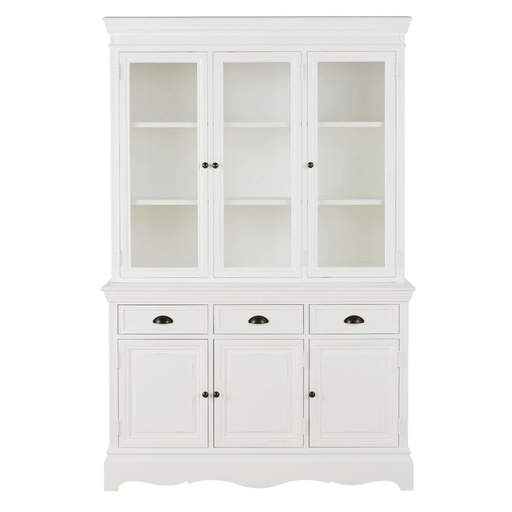 [CN124901] Vaisselier Joséphine 3 portes blanc L123