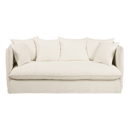 [CN624189] Canapé Louvain 3/4 places en lin lavé blanc