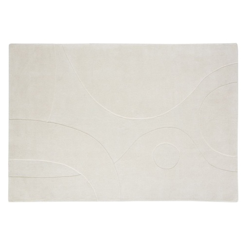 [CN723547] Tapis Guadalupe en laine tissée et ciselée motifs contemporains écrus 160x230