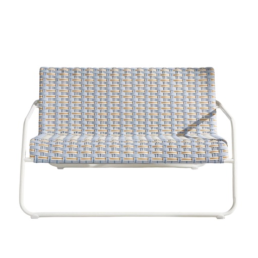 [CN725162] Banquette de jardin Antheor 2 places en acier coloris argile et résine tressée recyclée multicolore