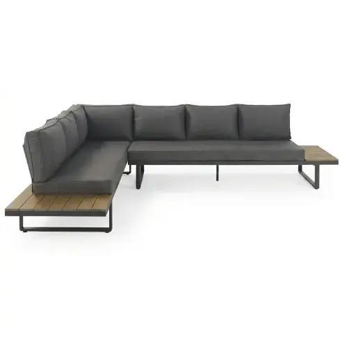 [CN923832M] Salon de jardin Limassol 8 places en aluminium gris anthracite