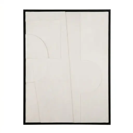 [CN124800M] Toile abstraite Madison avec caisse noire à reliefs beiges 