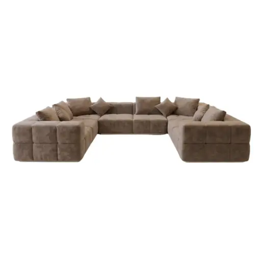 [KEN101015EN] Canapé modulable Maddy 6/7 places en tissu texturé taupe