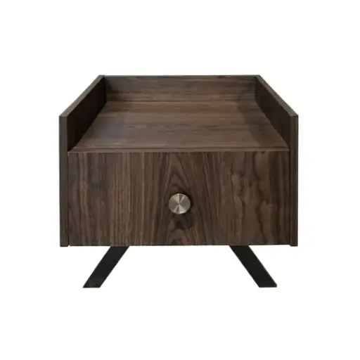 [CASACOMBER2024M] Table de chevet AREZKI en bois noyer foncé, 1 tiroir fonctionnel 