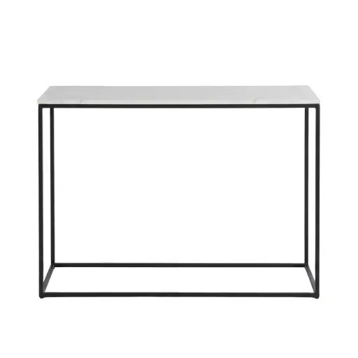 [CN821724M] Console Marble en marbre blanc et métal coloris noir mat 