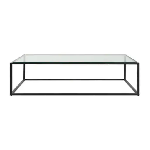 [CN220959M] Table basse en métal noir et verre clair