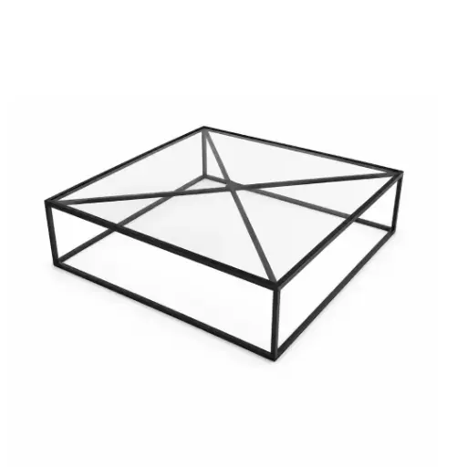 [CN220959M] Table basse en métal noir et verre clair