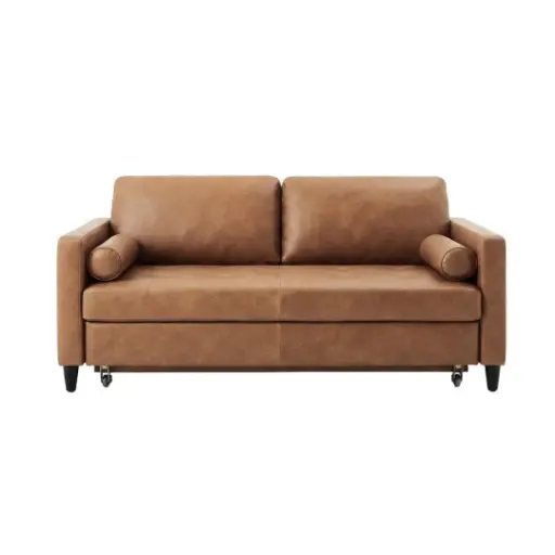 [CN521790M] Canapé  convertible Olivia 2/3 places en cuir caramel 