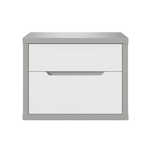 [LOCHTVIEBG] Table de chevet Venice 2 tiroirs gris/blanc