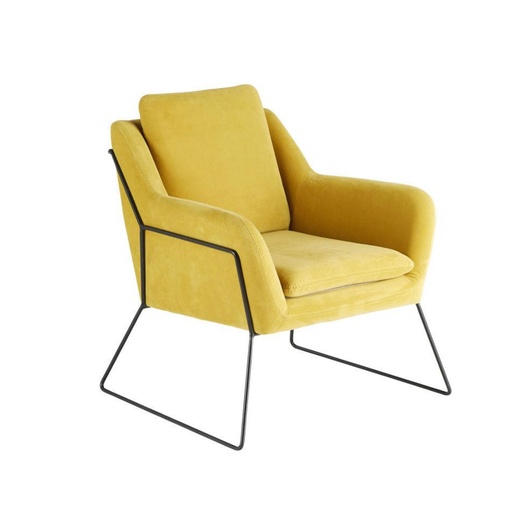 [CN417499] Fauteuil Jasper en velours jaune moutarde