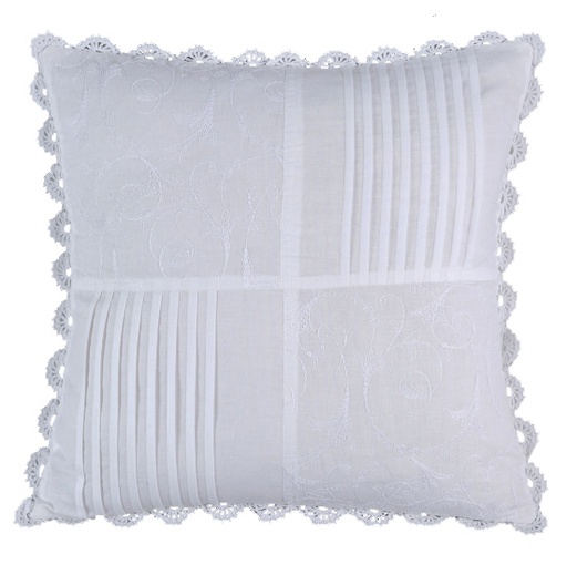 [CN911792] Housse de coussin Dentelle blanche en coton