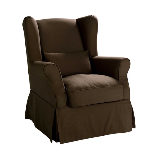 [CN37904016] Housse fauteuil Cottage en coton marron glacé