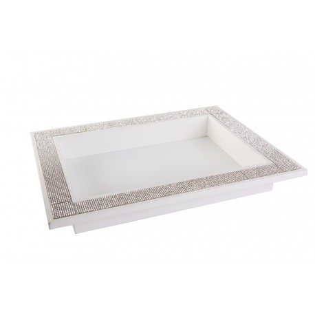 [AUL370601] Plateau bois blanc avec strass 