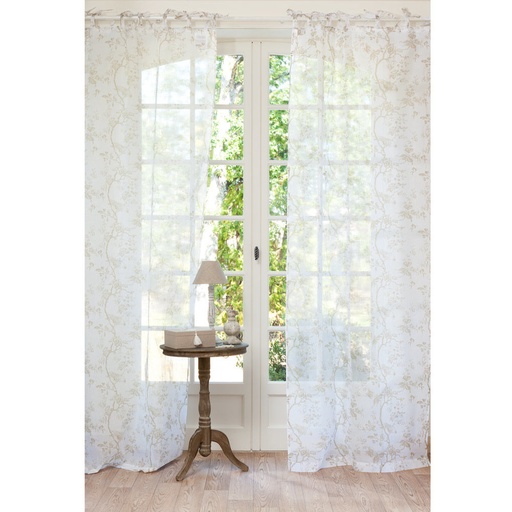 [CN512915] Rideau en voile & coton beige Roseraie