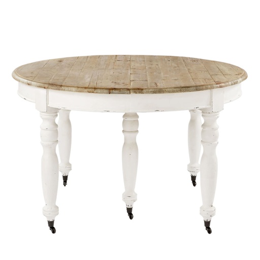 [CN612182] Table à manger extensible Provence à roulettes 6/14 personnes L125/325