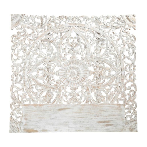 [CN312969] Tête de lit 160 Kerala sculptée en manguier massif blanc