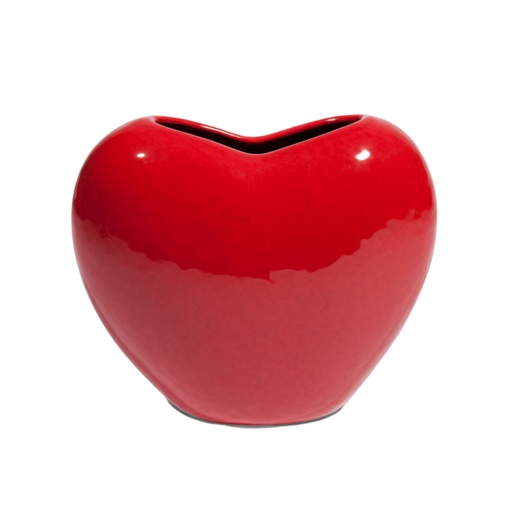 [CN011933] Vase coeur en céramique rouge