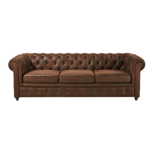 [CN118783] Canapé-lit capitonné Chesterfield 3 places marron