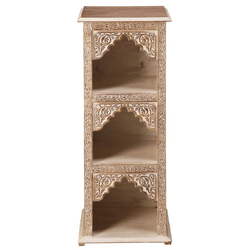 [CN816508] Étagère Agra en bois de manguier sculpté et blanchi