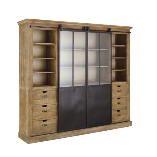 [CN518848] Bibliothèque Germain 2 portes en manguier massif