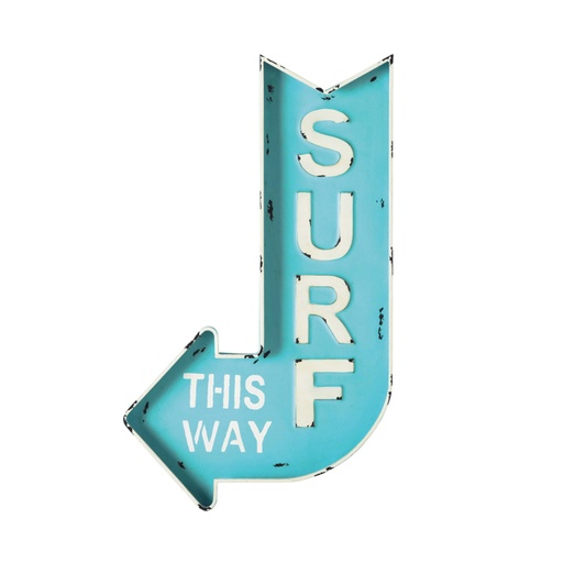 [CN615065] Panneau mural flèche en métal bleu 50x80 SURF