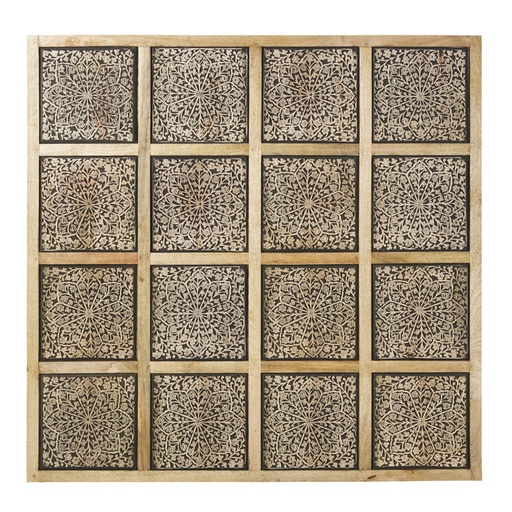 [CN819038] Déco murale Milenka en manguier sculpté noirci 122x122