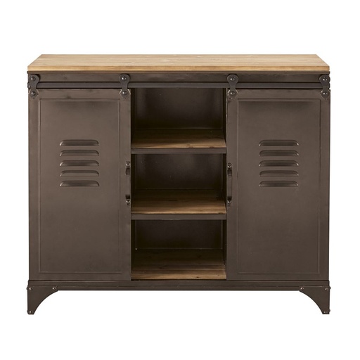 [CN719627] Buffet Wayne 2 portes en métal et sapin