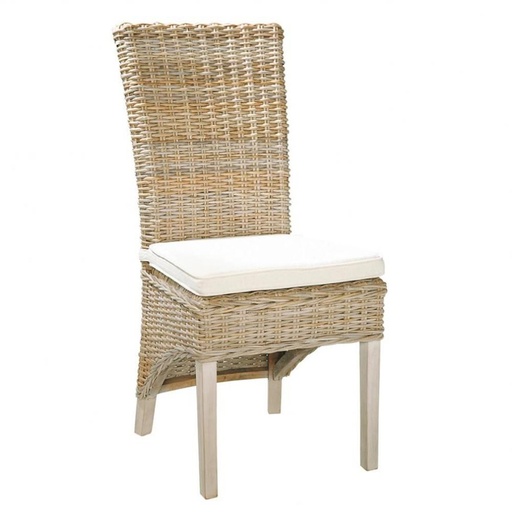 [CN34917019] Chaise Key West en rotin Kubu & mahogany massif