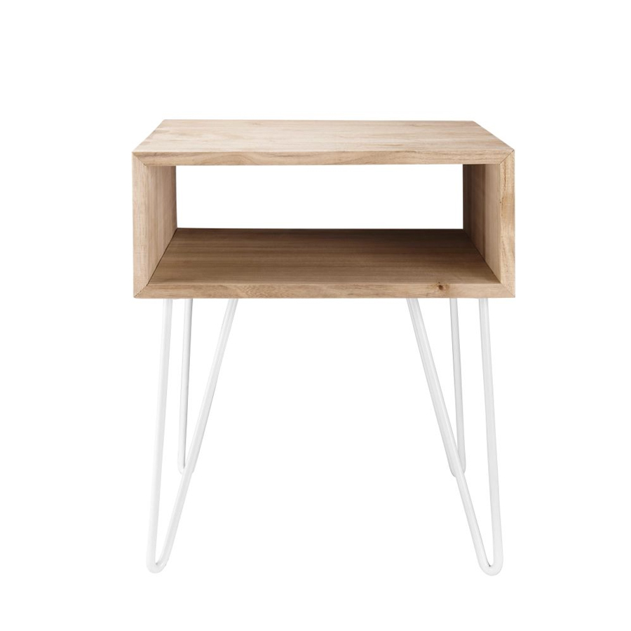 [CN116545] Bout de canapé Brady en paulownia et métal blanc