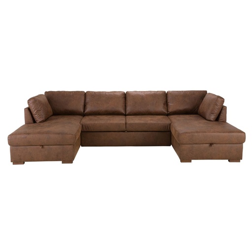 [CN817497] Canapé-lit d'angle panoramique Times Square 7 places en suédine marron