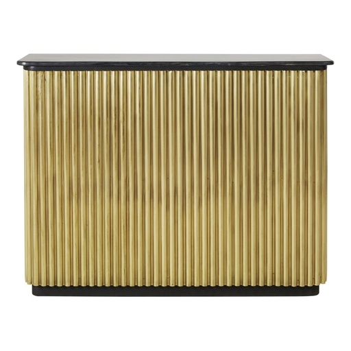 [CN719960] Comptoir Louxor en métal ondulé coloris laiton et marbre noir