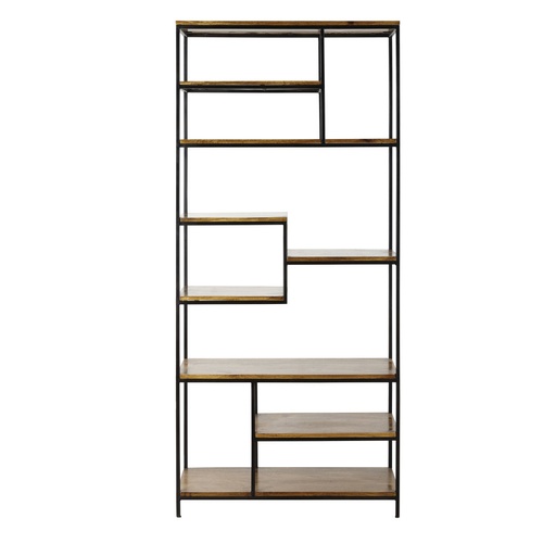 [CN418724] Etagère industrielle Segment en métal noir mat et bois de manguier